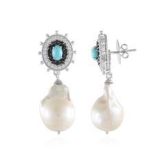 Pendientes en plata con Perla blanca Freshwater (Dallas Prince Designs)