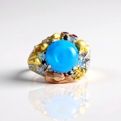 Anello in argento con Opale Blu dell'Etiopia