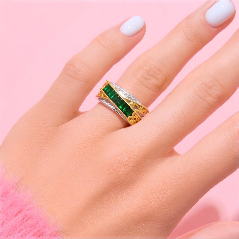 Sambia-Smaragd-Silberring (Gems en Vogue)