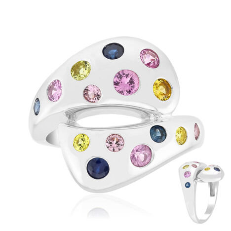 Zilveren ring met roze Tulear saffieren (de Melo)