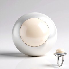 Anello in argento con Perla d'Acqua Dolce Bianca (TPC)