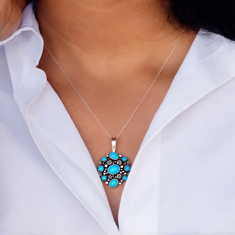 Zilveren hanger met een Sleeping Beauty Turkoois (Desert Chic)