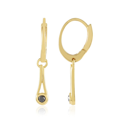 Zilveren oorbellen met zwarte diamanten