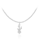 Hummelfigur mit Weißer Topas-Silberhalskette