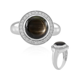 Zilveren ring met een zwarte ster saffier (de Melo Essence)