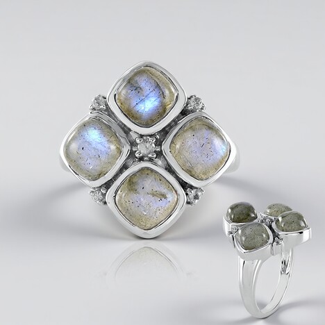 Anello in argento con Labradorite Blu Maniry (KM by Juwelo)