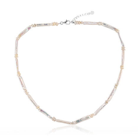 Collar en plata con Perla Keshi blanca de agua dulce (TPC)