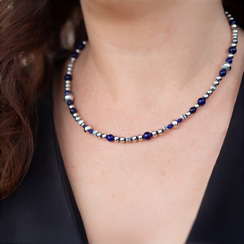 Sodalite Silver Necklace (Desert Chic)
