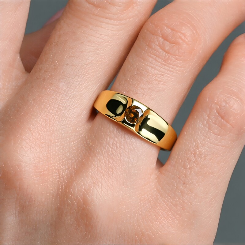 I3 Champagner-Brillant-Silberring