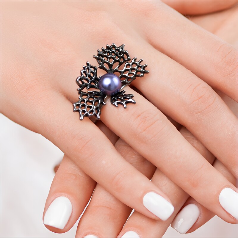 Anello in argento con Perla Mistica d'Acqua Dolce (TPC)