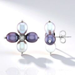 Orecchini in argento con Perla Nera di Acqua Dolce