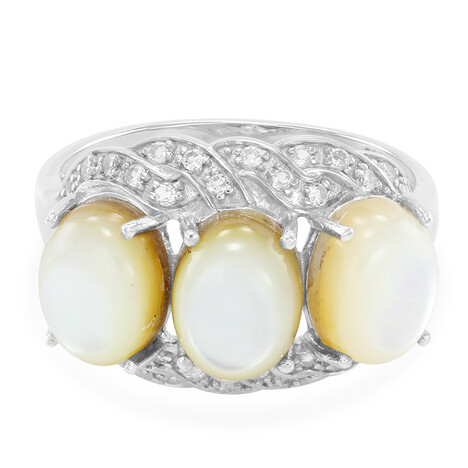 Zilveren ring met Abalone schelpen