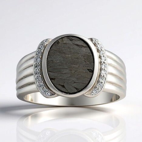 Bague en argent et Météorite d'Alétaï