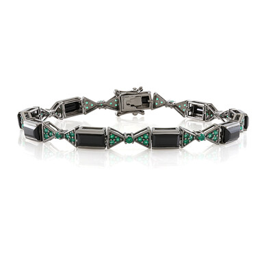 Schwarzer Spinell-Silberarmband (KM by Juwelo)