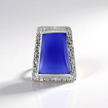 Zawieszka ze srebra platynowanego - Chalcedon niebieski (MONOSONO COLLECTION)
