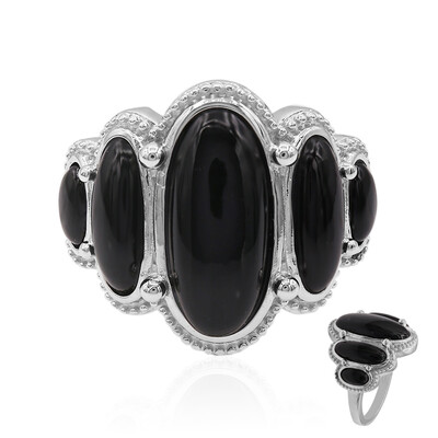 Schwarzer Onyx-Silberring