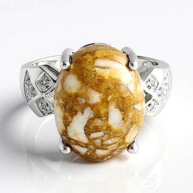 Anillo en plata con Cuarzo Dinosaurio