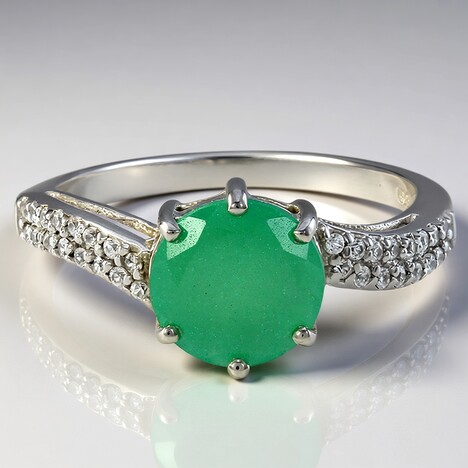 Anello in argento con Calcedonio Verde