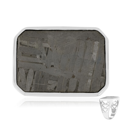 Anello in argento con Meteoriti di Aletai