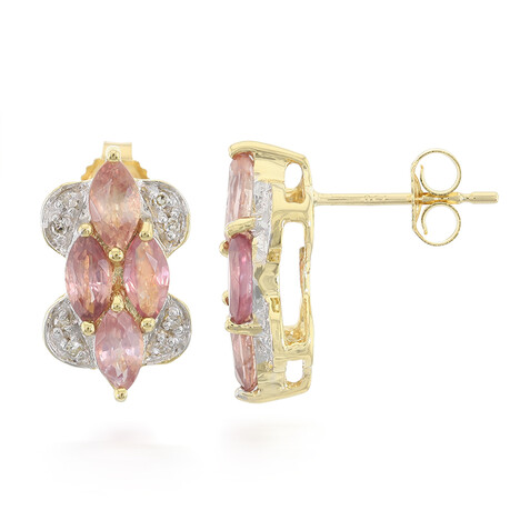 Boucles d'oreilles en or et Saphir Padparadscha non chauffé (AMAYANI)
