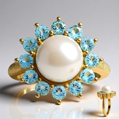 Anello in oro con Perla Bianca dei Mari del Sud (Michelle Albala)