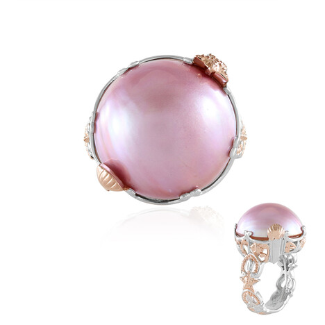 Pink Mabe Pearl Silver Ring (Gems en Vogue)