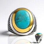 Anello in argento con Turchese Kingman Mohave Blu (Jones Lee)