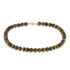 Zilveren halsketting met tijgerogen