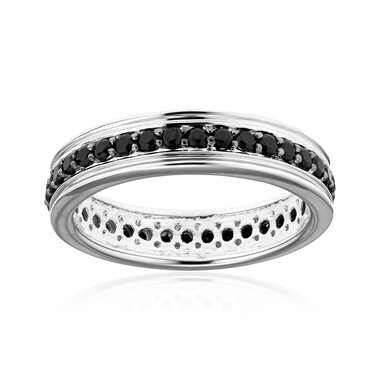 Anillo en plata con Espinela negra