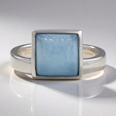 Bague en argent et Jadéite bleue (MONOSONO COLLECTION)