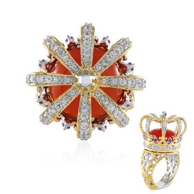 Zilveren ring met een Rode chalcedoon (Gems en Vogue)