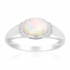 Bague en or et Opale blanche du Brésil