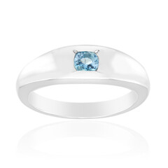 Bague en argent et Aigue-marine du Mozambique (Pallanova)