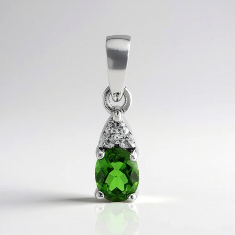 Ciondolo in argento con Diopside Russo