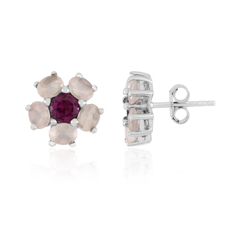 Pendientes en plata con Calcedonia rosa