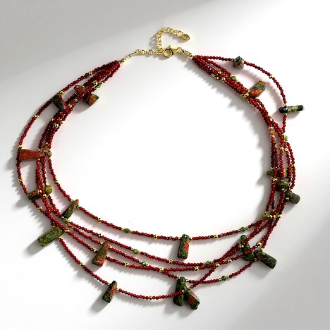 Collana in argento con Unakite (Riya)