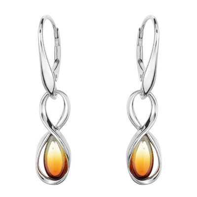 Boucles d'oreilles en argent et Ambre de la Baltique Lever du soleil (dagen)