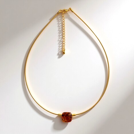 Collana in argento con Ambra Baltica Cognac (dagen)