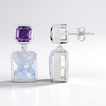 Pendientes en plata con Cuarzo azul lunar