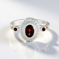 Anello in argento con Granato Mozambico (Granulieren)