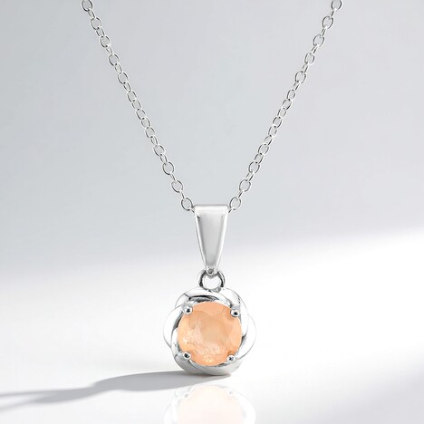 Collana in argento con Quarzo pesca pastello