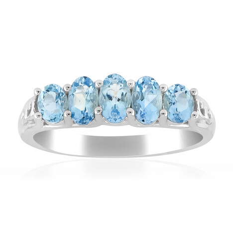 Zilveren ring met Santa Maria-aquamarijnstenen