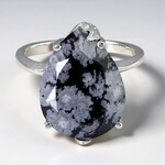 Anello in argento con Ossidiana Fiocco di Neve