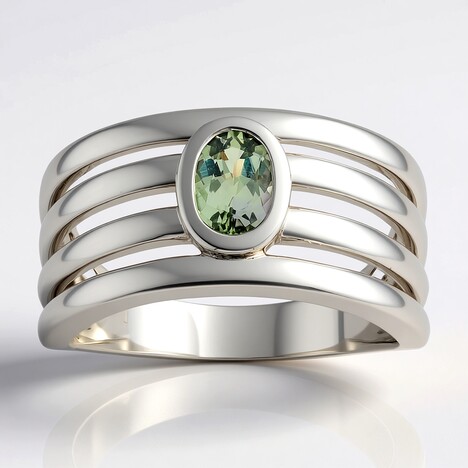 Bague en argent et Tanzanite verte non chauffée