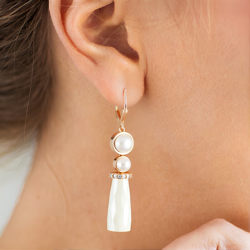 Weißer Chalzedon-Silberohrringe (KM by Juwelo)