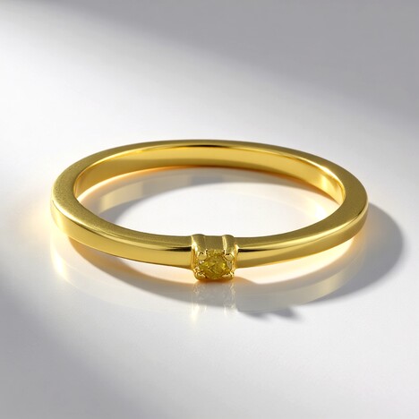 Anello in argento con Diamante Giallo I3