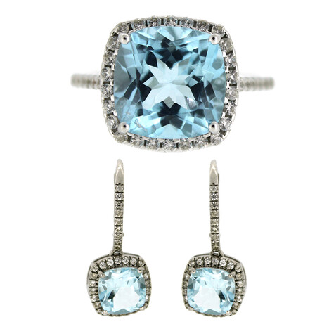 Anillo en plata con Topacio azul cielo