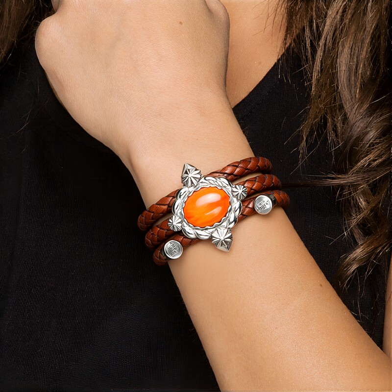 Zilveren armband met een Oranje stekelige oester (Desert Chic)