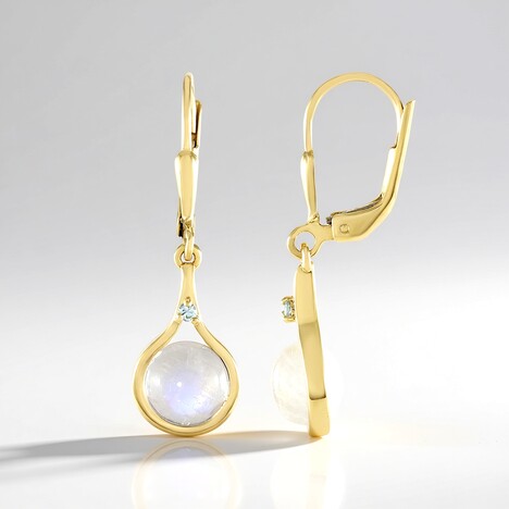Orecchini in argento con Pietra di Luna Arcobaleno (KM by Juwelo)