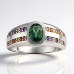 Anello in argento con Zaffiro Petrolio